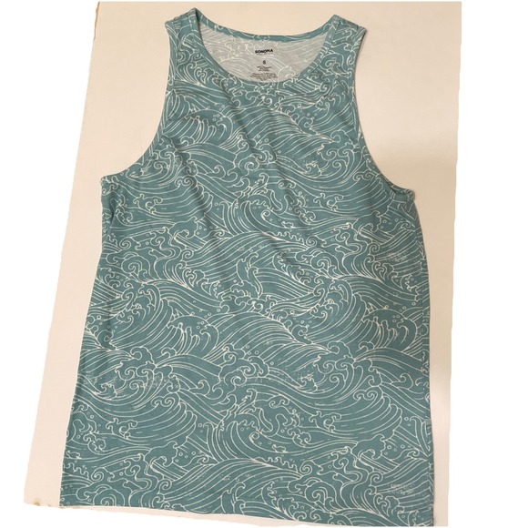 Sonoma Tops - Sonoma Women's Tank Top Small Ocean Green Wave Print Sleeveless Shirt